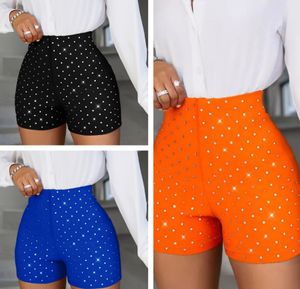 Women's Shorts Rhinestone Decor High Waist 2024 Spring/summer Latest Solid Color Simple Versatile Above Knee Daily Pants