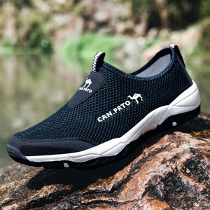 2024 Summer Aqua Men Casual Shoes Air Mesh Water Outdoor Wading Flats Breathable Slip-on Sneakers Comfortable Loafers