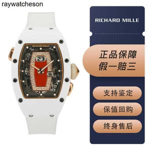 Szwajcarski Richamills Watch RM Milles Watches RM037 Biała ceramiczna strona Gold Red Lip Women Fashion Fashion Mechanical