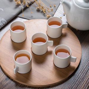 Cups Saucers Nordic Simple Style Cafe ESPRESSO S Glass Bamboo Tray Matte Ceramic Mini Latte Coffee Mug Tea Set