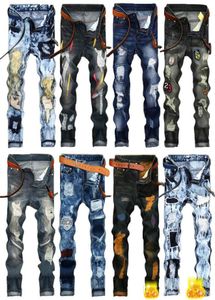 Mens rippade jeans modedesigner Men klar jeans para hombre mager byxor plus storlek häll femmes jeans för män2414812