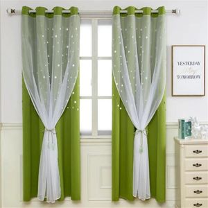 Curtain Star Curtains Polyester Fabric Double Layer Full Blackout Window For Kids Girls Bedroom Living Room Decoration