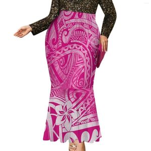 Spódnice Wysokiej jakości damski spódnica rybakowa polinezyjskie wzory projektowania plemiennego Samoańskie moda z imprezową ciasną sukienką maxi