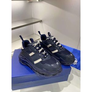 Balencigaa Ayakkabı Tasarımcısı Lüks Balencig Retro Paris En İyi kaliteli spor ayakkabılar erkekler bahar chaussures lacivert