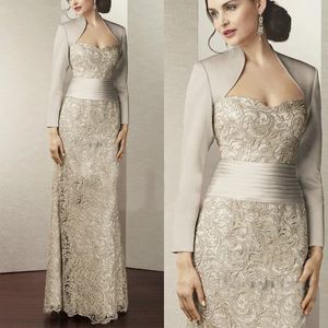 Moda Lace Mãe dos Vestidos da Noiva 2024 Mangas compridas Mulheres vestidos de noite forma