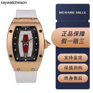 Szwajcarski Richamills Watch RM Milles Watches RM007 Rose Gold Oryginalne Diamond Red Womens Fashion Rekrutura Business Mechanical Na ręce