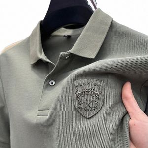 Wysokiej klasy designerski designerski męski koszulka Lapel Polo 2024 Busin Casual Shield Hafted Męs