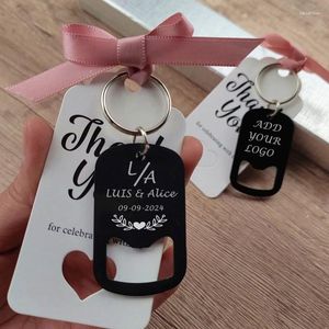 Party Supplies Personliga gåvor Bröllopsnyckelringar Keyrings flasköppnare med väskor för gynnar Dop Custom Souvenir