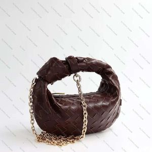 Designer 2024 Cowhide Leather Bag Chain Weave Knot Shoulder Bag Real Skin Handmade Luxury Small Totes Woman Knit Purses And Handbags C3e