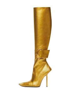 2022 Women039S Boots Autumn and Winter Fashion Buckle Sexy Heels Dress Party Shoes Side Side Pointed Toe Knee High Boots 5477896