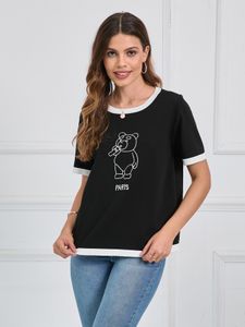 Sommarkläder för feta flickor, stor storlek, fashionabla broderad björnis silket tunn stickad tröja t-shirt