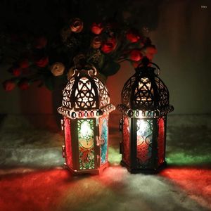 Candle Holders Vintage Moroccan Decor Lanterns Windproof Hollow Candlestick Hanging Lantern For Wedding Home Light