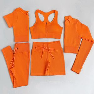 Yoga Outfit 2/3/5PC Women's tracksuit Seamless Yoga Set Workout Sportswear Gym Clothing Drawstring High Waist Leggings Fitness Spo Cxlm