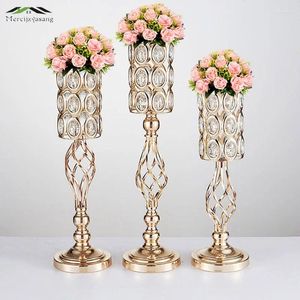 Ljushållare 10st/Lot Metal Gold Road Lead Table Centerpiece Stand Pillar Ljusstake For Wedding Candelabra Flowers Vases 69