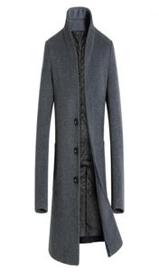Men039s Fine Wool Blend Solid Color Casual Business Stand Collar Woolen Coats Male Slim Windbreaker Coat Men Jackets17458000