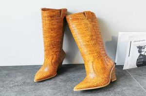 Małe duże rozmiary 33 do 42 do 46 modnych damskich kolan high kowboja spiczaste grube buty na obcasie 2964606