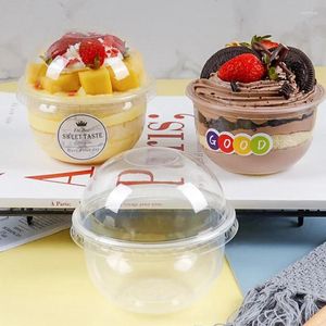 Embrulho de presente 50pcs em forma de bolo de bolo de fruta transparente mousse milkshake de pudim de sobremesa Caixas de embalagem