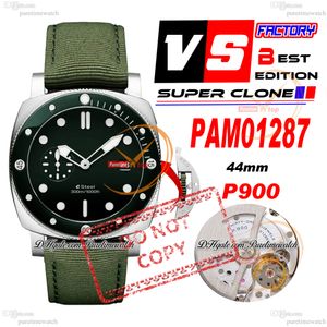 VS1287 01287 P900自動メンズウォッチVSF Quarantaquattro Esteel Verde Smeraldo 44 Ceramic Bezel Steel Green Dial Nylon Super Edition Italy Reloj Hombre Puretime