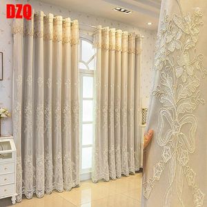 Curtain Embroidered Double Curtains For Living Dining Room Bedroom Full Blackout Yarn One Floating Window Simple Gauze