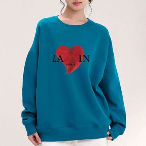 Designer Luxury Lanvins Classic Round Neck Pullover Hoodie Women in Spring and Autumn Love Printed Solid Color Design, Casual Loose Top No shrinkage Valuable