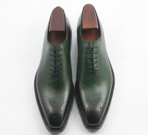 Mężczyzn sukienki buty Oxfords Buty niestandardowe ręcznie robione buty Men039s Buty oryginalne rzemieślnicze skórzane kolor zielony HD01021140706