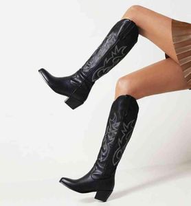V Mouth Western Cowboy Boot 039s High Heels Pointed Knight Boots Thick Large Women039S 40 45 07125854956