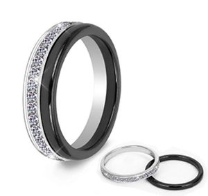 2pcsSet Classic Black Ceramic Ring Beautiful Scratch Proof Healthy Material Jewelry For Women With Bling Crystal Fashion Ring6727497