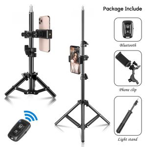 Tripods SH Wireless Bluetooth-compatible 1/4 Screw Light Stand Selfie Tripod For Phone Camera Photo Studio Softbox Ring Light With Holde 246052