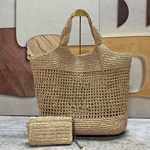 Straw bags designer women bag tote beach bag icera maxi handle mesh hollow woven Porte Monnaie shopping bag with purse raffias outdoor classic style te051 H4