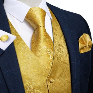 Formell klänning Gold Blue Black Paisley Wedding Suit Vest Business Men Tuxedo Waistcoat Bowtie Slips Set Dibangu 240228wj