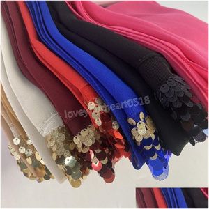 Halsdukar 2022 vanlig premium tung chiffong hijab halsduk shinny bra ing paljetter kvinnor hijabs långa sjalar släpp leverans mode en dhpzx