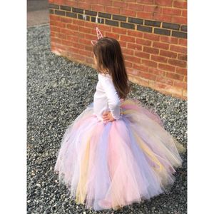 Meninas pastel long tutu crianças dança artesanal tule pettiskirts subdeskirts crianças festas de natal festas de figuraria l2405