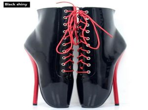 Man Ballet Boots 18 cm wysokie obcasy buty cosplay kobiety seksowne fetysz kostki buty koronkowe wskazane palce szpilki black2158368
