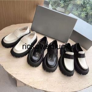 Balencigaa 100 läder bästa balencig kvalitet riktiga kvinnor klänning loafers skor silver elfenben vit monolit borstade läder loafers choklad lyxdesigner