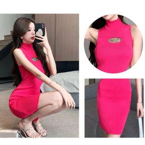 Sexy Hollow Out Womens Vest Dress Sleeveless Tank Top Dresses Slim Fit Wrap Hip Knitted Dresses New Bodycon Dresses Wrapped Skirt