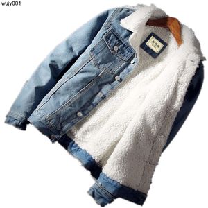 Mężczyźni i płaszcz modny ciepły polar grubą dżinsową kurtkę zimową modę dżinsowe jean męski kowboj plus rozmiar