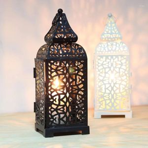 Candle Holders Retro Metal Hollow Candlestick Craft Light Tea Home Decoration Moroccan Lantern Wedding