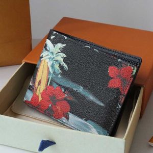 Erkek tasarımcı cüzdan çiçek bitkileri cüzdan moda sörf tuval ince çanta en kaliteli kart tutucu hindistan cevizi ağacı lüks çantalar kutu m83468