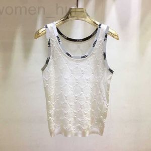 Women's T-Shirt designer 2024 Knitted Summer New Letter Diamond Grid Contrast Color Sleeveless Tank Top Loose and Versatile Slimming 6D20