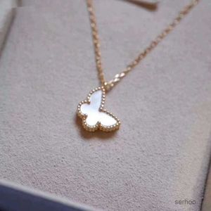 Vc Designer Luxury Vanclef Fanjia v Gold Thickened 18k Rose Gold Plated Four Leaf Clover Fritillary Butterfly Collarbone Necklace for Girlfriend on Qixi
