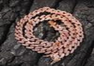 9 mm mrożone kobiety Choker Naszyjnik Rose Gold Metal Cuban Link pełny z różową sześcienną cyrkonią Kamienie Łańcuchowa biżuteria 8295801