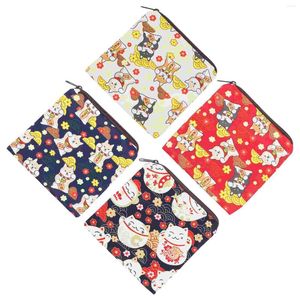 Storage Bags 4 Pcs Portable Sanitary Napkin Pouches Lovely Cartoon (Assorted Color)