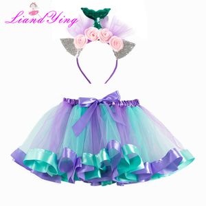 Syrenka Księżniczka Spódnica Baby Girls Summer Girl Girl Rainbow Tutu Skurce Dzieci Kolorowa mini pettisplirt L2405