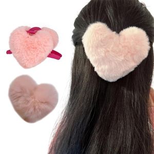 Party Supplies MXMB Plush Hair Clip for Women Cute Heart Decors Claw Scrunchie Styling Thick Thin Accessories Headpiece Gift