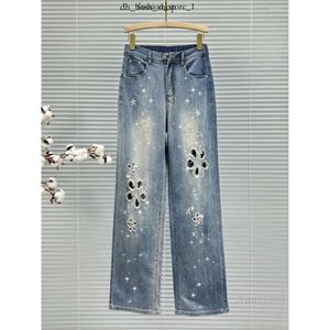 Strassjeans Jeans Jeans zerrissen für Frauen Sommer dünne Denimhosen 2024 hohe Taille loser Strasshosen weitschauere Hose Amis Jeans B0B