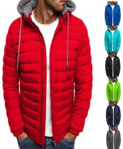 Män vinterparker jackor mode fast färg huva bomullsrock avslappnad varma kläder män överrock streetwear puffer jacka outwea4910314