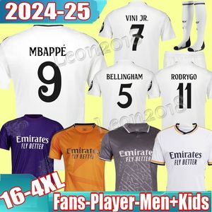 Xxxl 4xl MBAPPE Quarta maglie di calcio domestica 23 24 25 Fan Shirt da calcio giocatore Vini Jr Tchouameni Modric Valverde 2024 2025 uomini Kids Real Madrids Bellingham Uniform