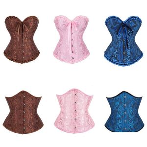 Bustiers Corsets Jacquard Brocade Corset 2022 Ny grossist Plus Size Set Up Women Frill Ribbon Floral Brodery Overbust Underbust OTRFK