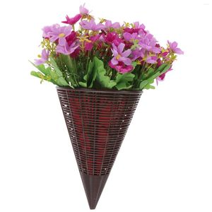 Kwiaty dekoracyjne Kwieciny Symulacja Kosz Wrenik przednie wiszący fałszywy sztuczny plastikowy rattanowe dekorenty