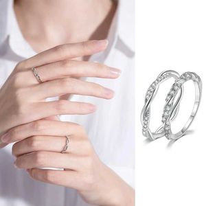 Pierścienie Pierścienie Pierścienie Obietnicy dla kobiet Pierścionek zaręczynowy Wedding Srebrny kolor cyrkonu Prezent dla dziewcząt Trend Biżuteria Hurtowa Dzr020 S24604